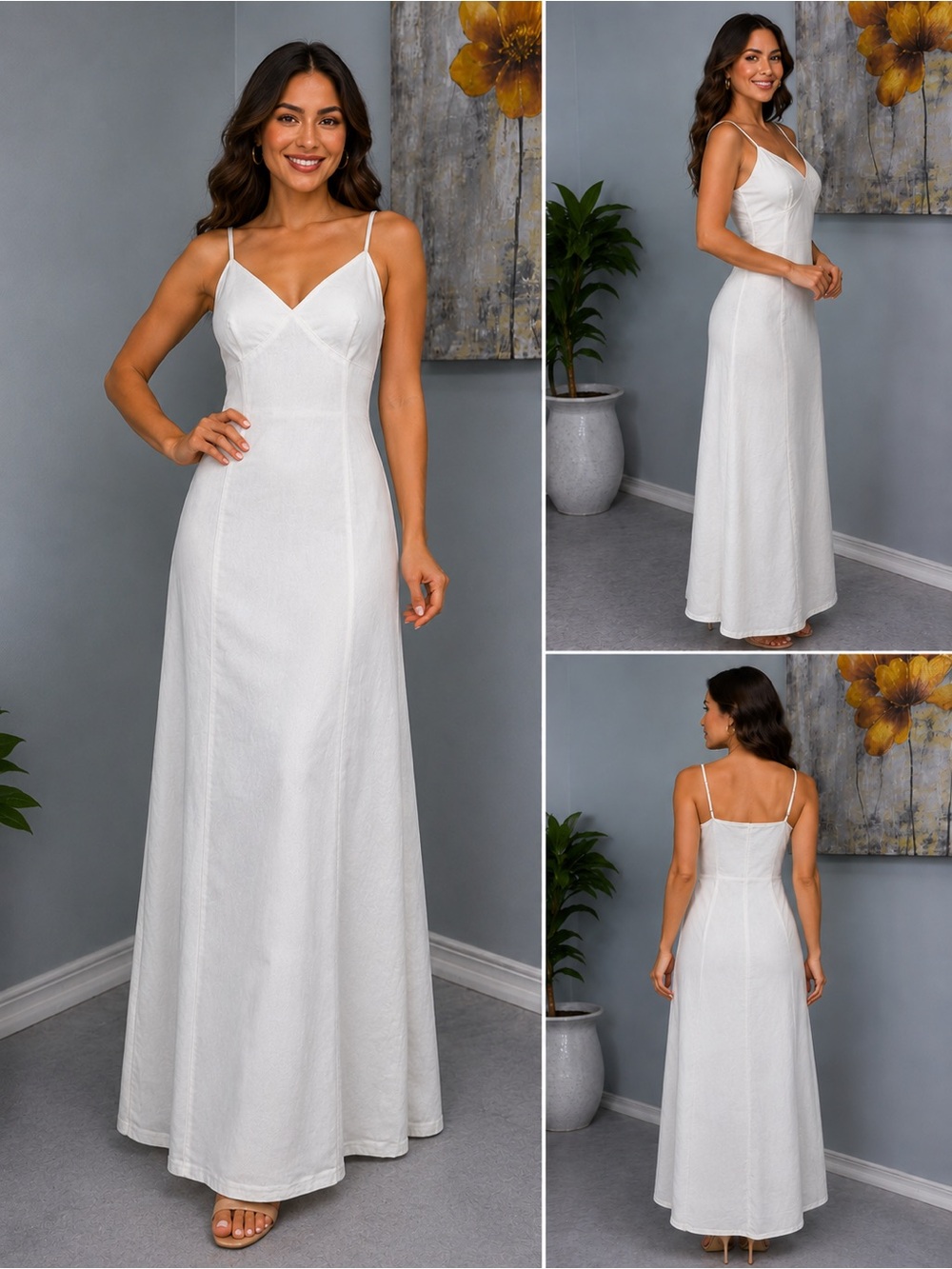 American Eagle By Payless White Spaghetti Strap Maxi Dress